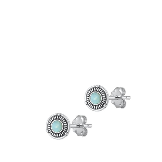 Bali High Polished Larimar Stud Earrings – Sterling Silver