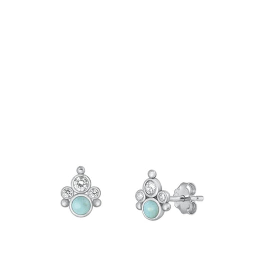 High Polished Larimar Earrings – Sterling Silver