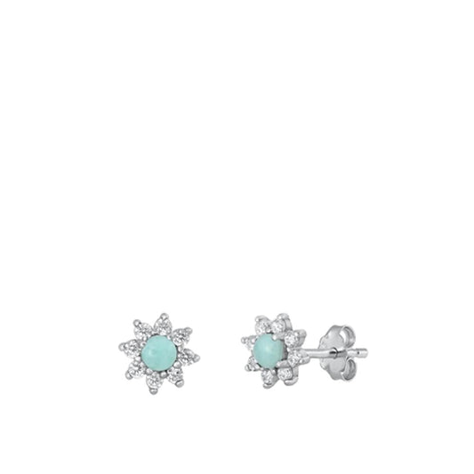 Flower Star High Polished Larimar Earrings – Sterling Silver
