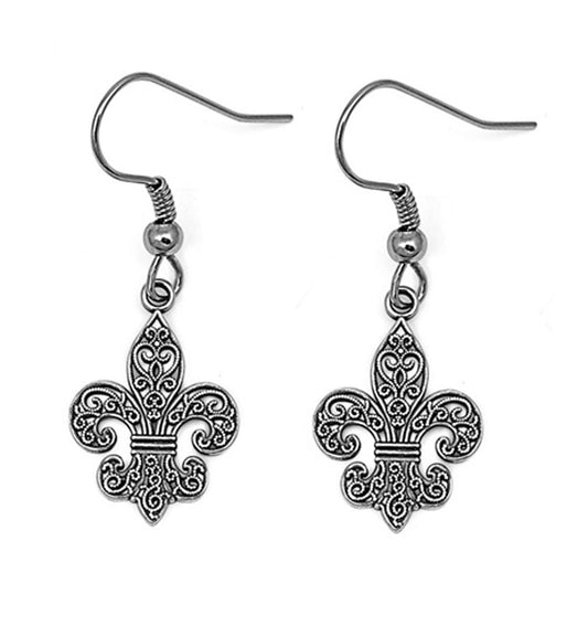 Fleur De Lis Earrings – Sterling Silver