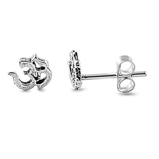 Om Sign Stud Earrings – Sterling Silver