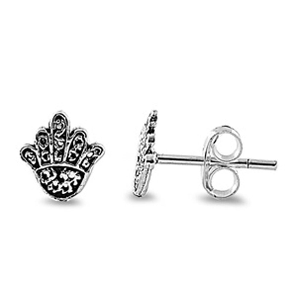 Filigree Swirl Hamsa Ornate Hand of Stud Earrings – Sterling Silver