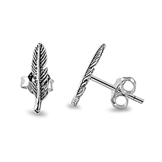 Bird Detailed Feather Nature Fly Animal Stud Earrings – Sterling Silver