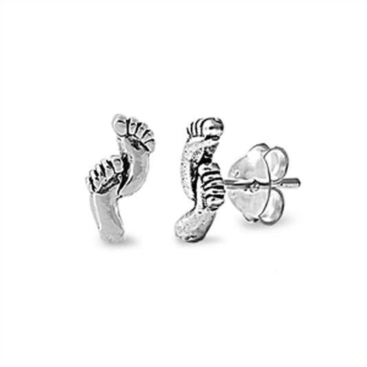 Feet Stud Earrings – Sterling Silver