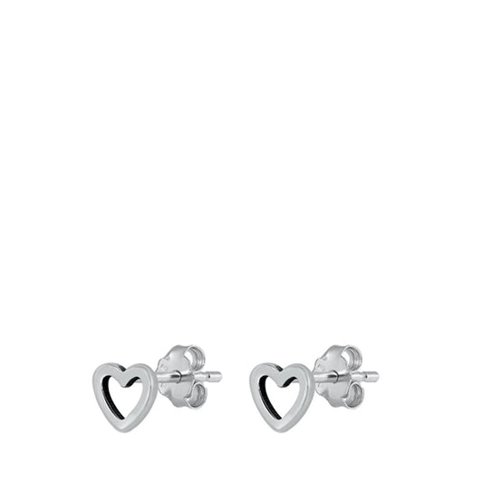 Tiny Open Promise Heart Cutout Minimalist Stud Earrings – Sterling Silver