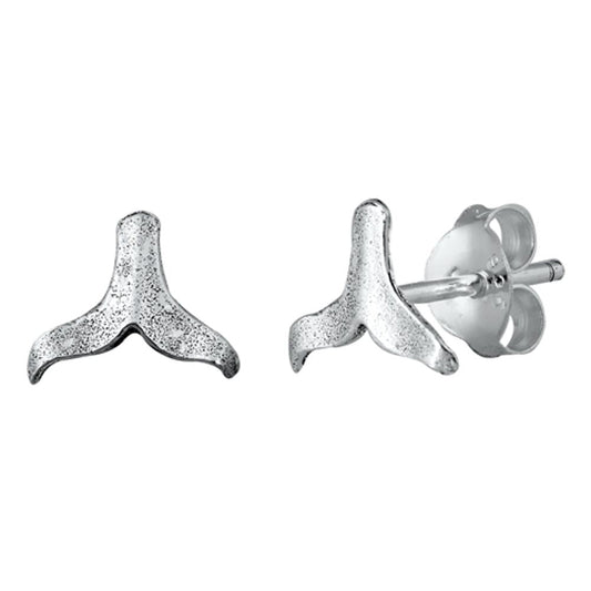 Whale Tail Stud Earrings – Sterling Silver