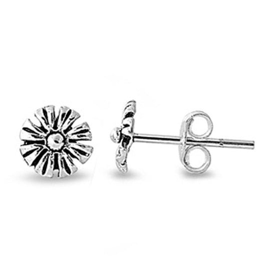 Sunflower Flower Stud Earrings – Sterling Silver