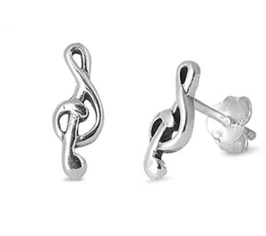 Music Note Treble Clef Stud Earrings – Sterling Silver