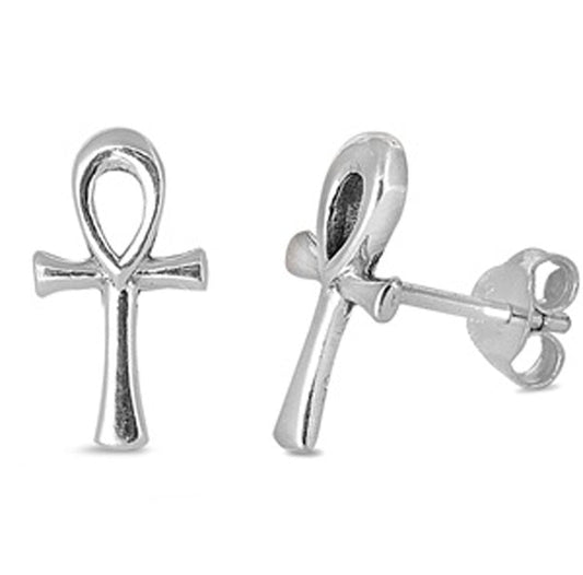 Cross Ankh Stud Earrings (EP441116) – Sterling Silver