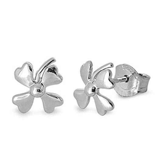 Clover Heart Stud Earrings – Sterling Silver