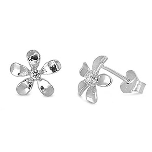 Flower Plumeria Stud Earrings – Sterling Silver