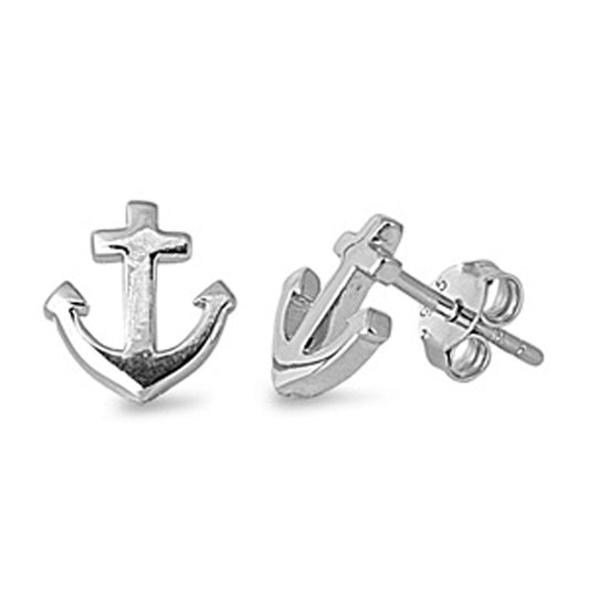 Anchor Stud Earrings – Sterling Silver