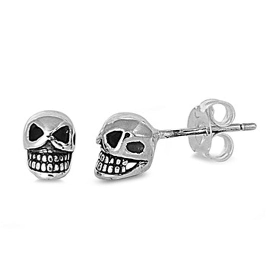 Skull Biker Stud Earrings (EP441154) – Sterling Silver