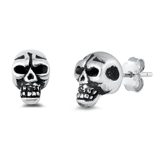 Skull Biker Stud Earrings (EP441158) – Sterling Silver