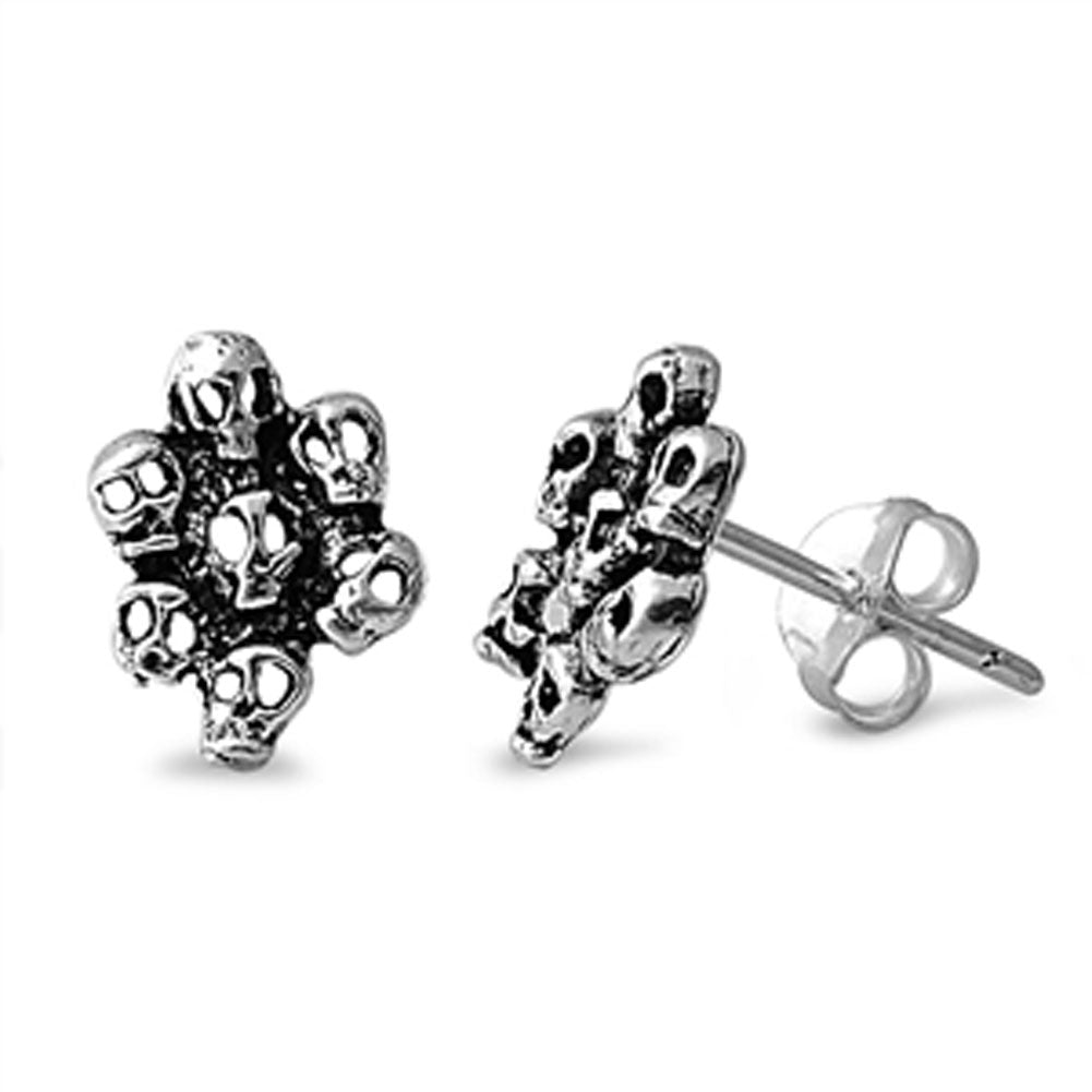 Skull Biker Stud Earrings (EP441162) – Sterling Silver