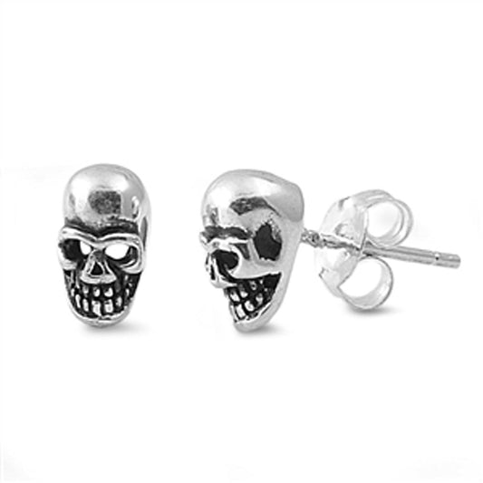 Skull Biker Stud Earrings (EP441168) – Sterling Silver