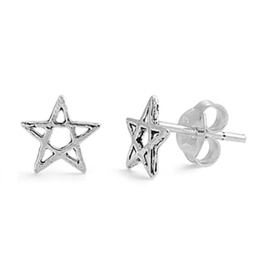Star Pentagram Stud Earrings – Sterling Silver
