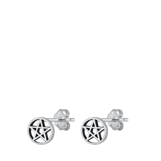 Pentagram Stud Earrings – Sterling Silver