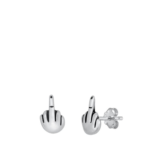 Middle Finger Stud Earrings – Sterling Silver