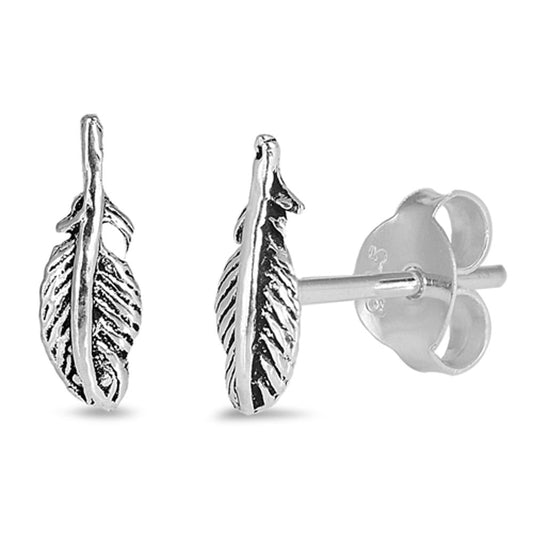 Bird Detailed Feather Leaf Bohemian Animal Stud Earrings – Sterling Silver
