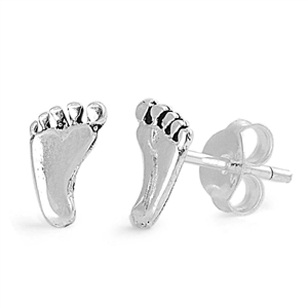 Foot Feet Stud Earrings – Sterling Silver