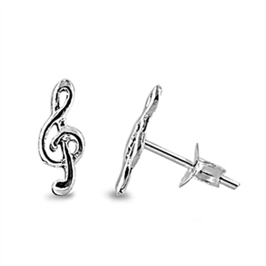 Filigree Swirl Treble Clef Knot Loop Stud Earrings – Sterling Silver