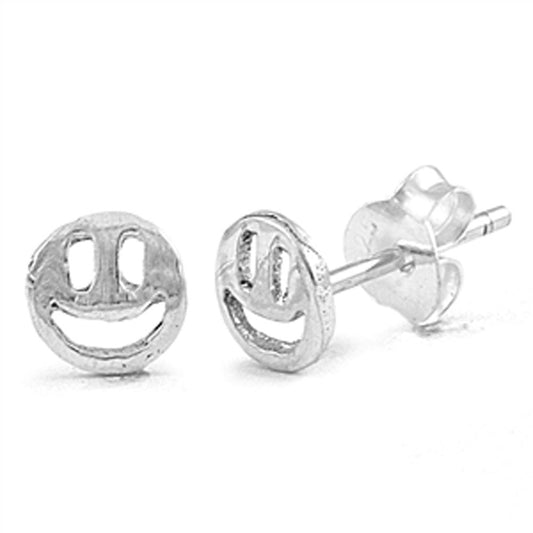 Smiley Face Stud Earrings – Sterling Silver