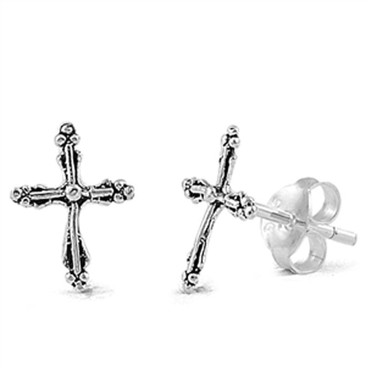 Cross Stud Earrings – Sterling Silver