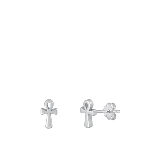 Cross Ankh Stud Earrings (EP441272) – Sterling Silver