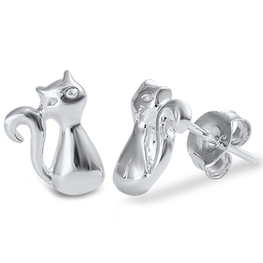 Cat Stud Earrings – Sterling Silver