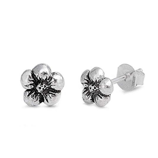 Tiny Plumeria Flower Small Garden Stud Earrings – Sterling Silver