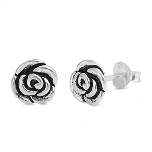 Flower Tiny Rose Nature Garden Bloom Stud Earrings – Sterling Silver