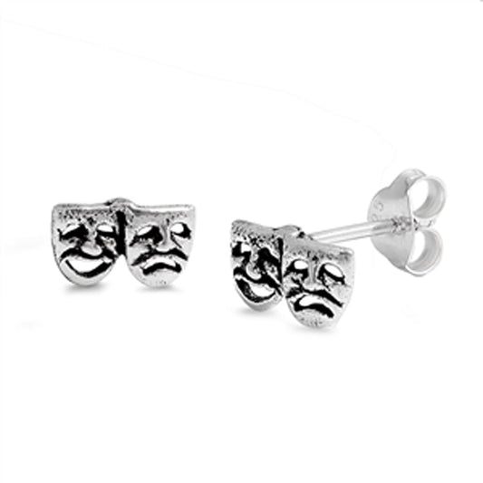 Theatre Mask Comedy Tragedy Cutout Earrings – Sterling Silver