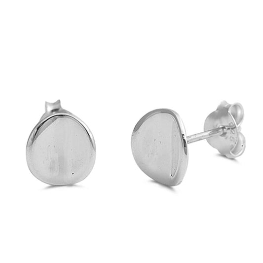 High Polish Curved Circle Modern Simple Stud Earrings – Sterling Silver