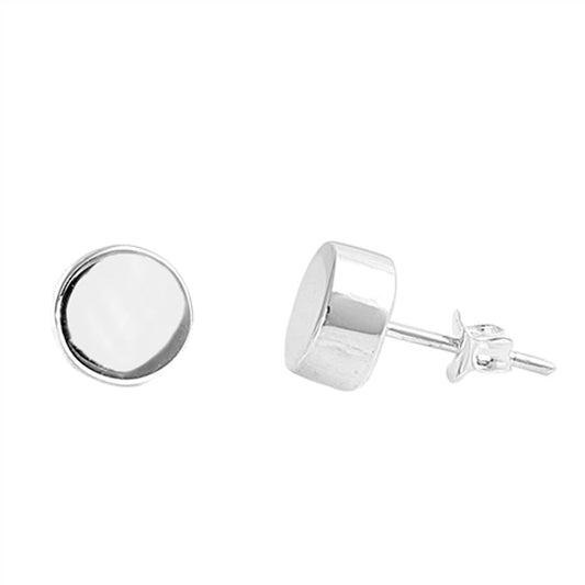 Simple High Polished Disk Circle Round Earrings – Sterling Silver