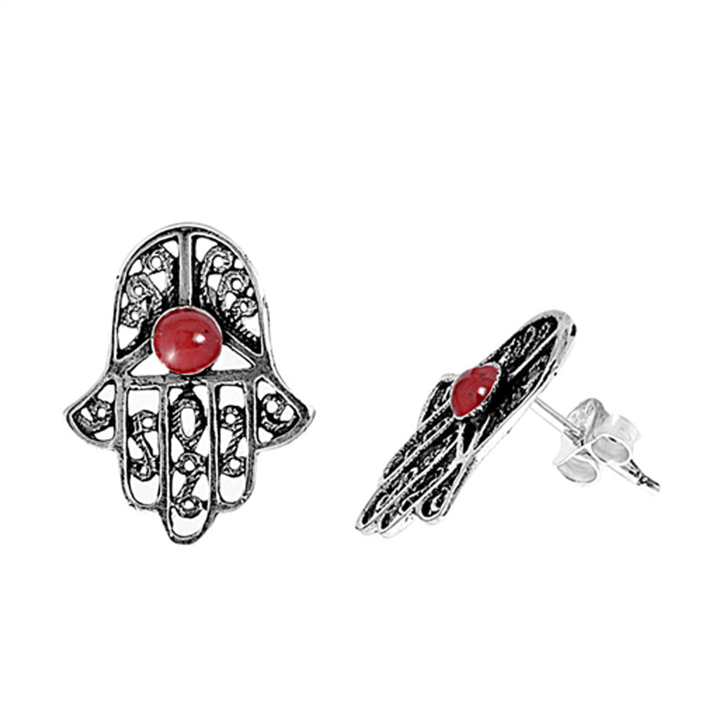 Hand of God Filigree Swirl Hamsa Earrings – Sterling Silver