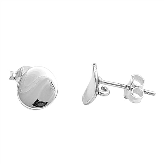 Curved Circle High Polish Round Minimalist Stud Earrings – Sterling Silver