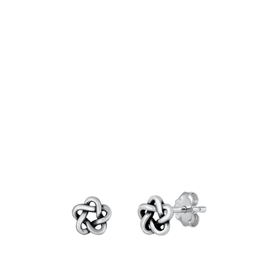 Celtic Braid Interwoven Flower Knot Weave Stud Earrings – Sterling Silver