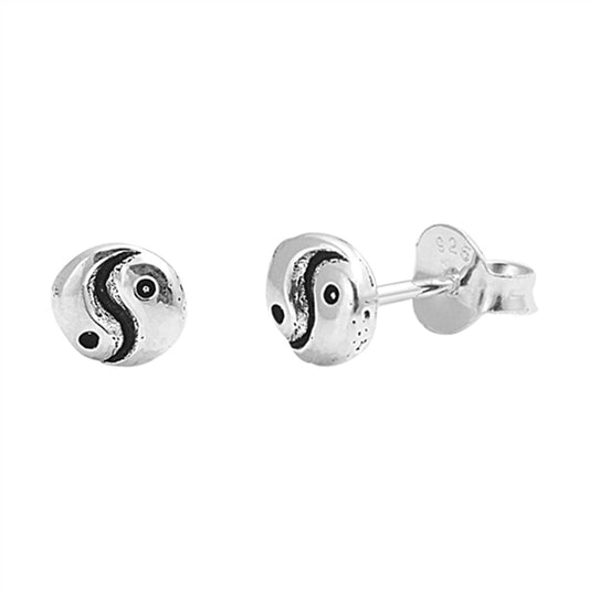 Peace Tiny Yin Yang Zen Ancient Stud Earrings – Sterling Silver