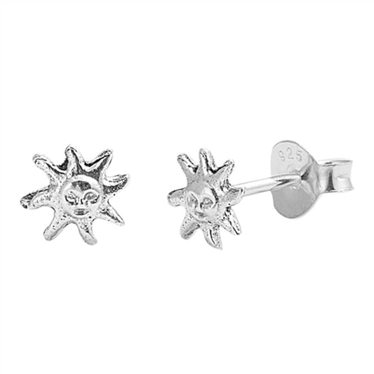 Celestial Tiny High Polish Sun Shiny Stud Earrings – Sterling Silver