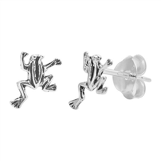 Animal Climbing Tree Frog Nature Amphibian Stud Earrings – Sterling Silver