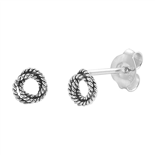Open Braid Twisted Rope Knot Loop Stud Earrings – Sterling Silver