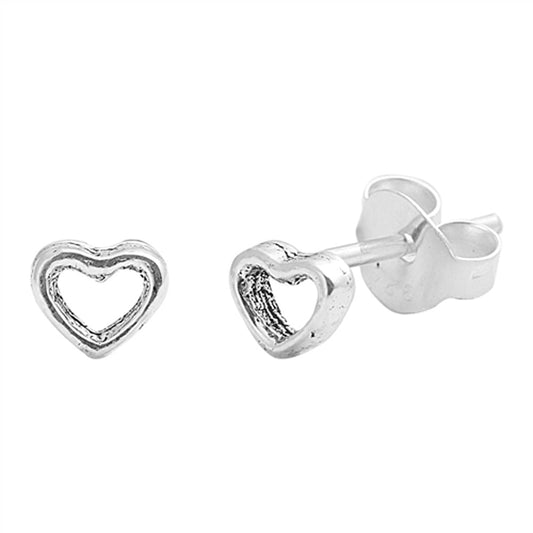 Tiny Open Promise Heart Forever Endless Stud Earrings – Sterling Silver