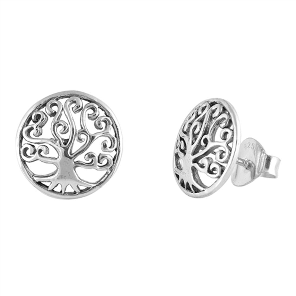 Tree of Life Filigree Swirl Spiral Earrings – Sterling Silver