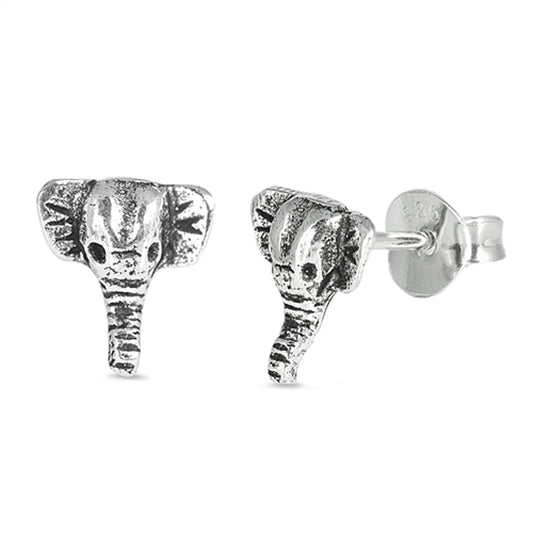 Vintage Elephant Head Face Animal Earrings – Sterling Silver