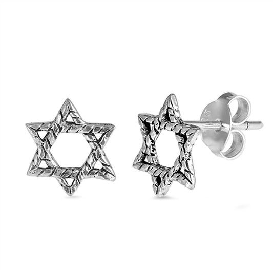 Oxidized Jewish Star of David Earrings – Sterling Silver