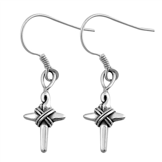 Woven Cross High Polish Twist Earrings – Sterling Silver