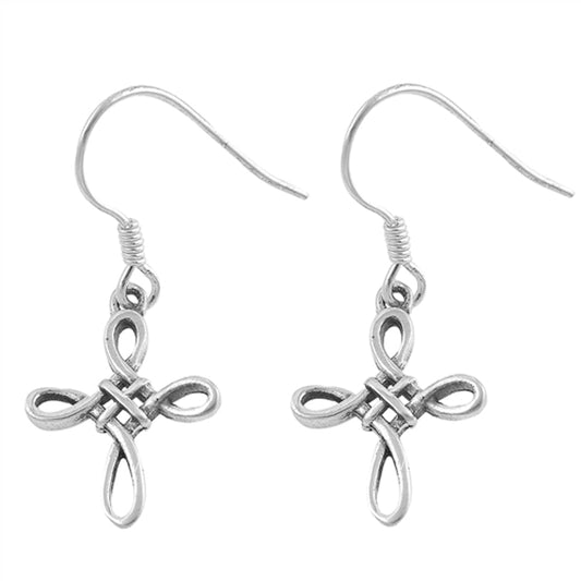 Forever Celtic Cross Faith Religious Loop Earrings – Sterling Silver