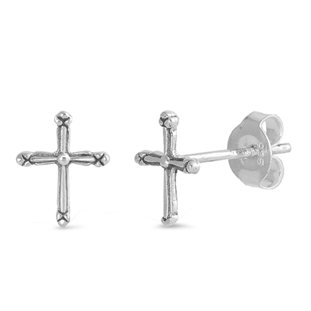 Simple Cross Traditional Classic Christian Faith Earrings – Sterling Silver