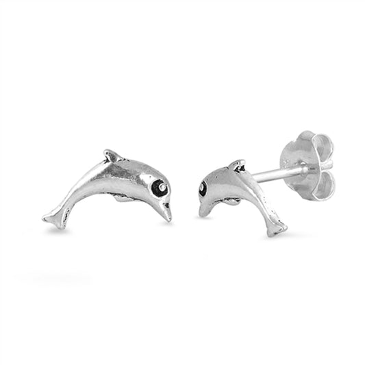 High Polished Dolphin Animal Simple Ocean Earrings – Sterling Silver